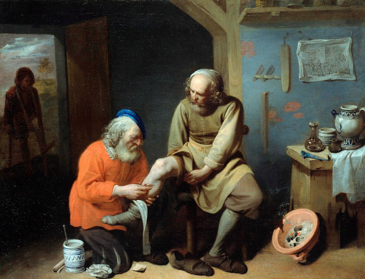 "Le chirurgien de village" (جراح القرية) Peinture de David Ryckaert III (Rijckaert) (1612-1661) زيت على قماش ، خافت 49.2x64 سم Staatliche Museen ، برلين بواسطة ديفيد الثالث ريكيرت