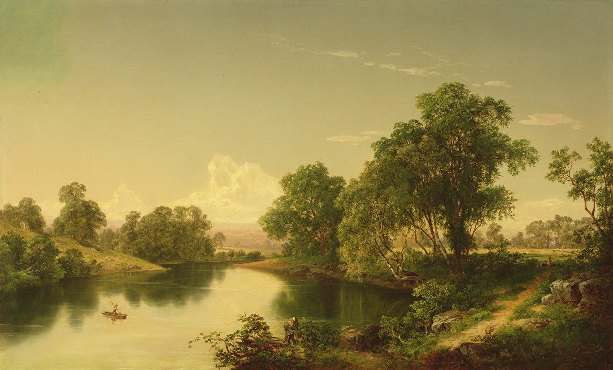 على Esopus Creek ، مقاطعة أولستر ، نيويورك ، 1859 بواسطة ديفيد جونسون