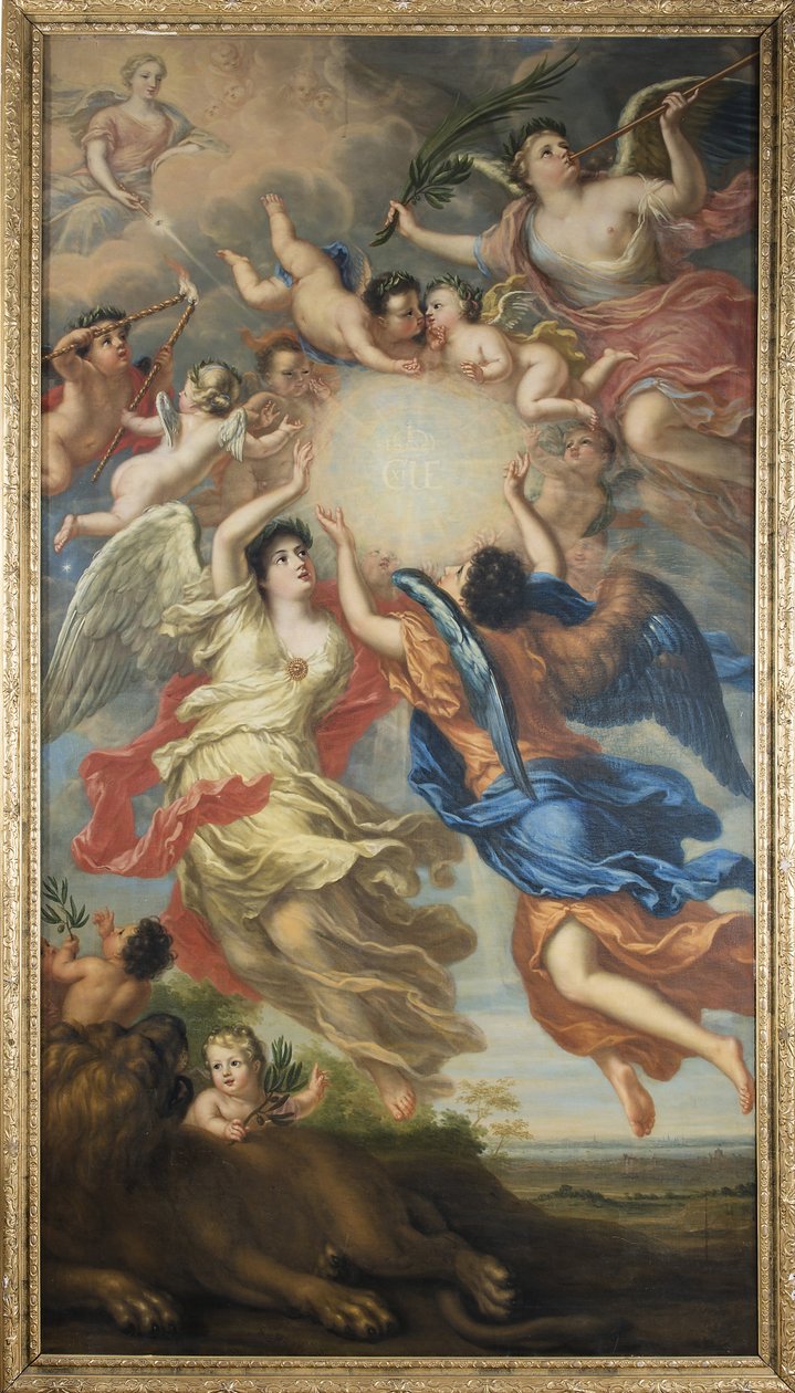 Allegorie de Charles XI de Suede et Ulrique Eleonore de Danemark et de Norvege - قصة شارل الحادي عشر من السويد (1655-1697) وأولريكا إليونورا من الدنمارك (1656-1693) ، بقلم إهرنسترال ، ديفيد كلويكر (1629-1698) زيت على قماش بواسطة ديفيد كلوكر شعاع الشرف