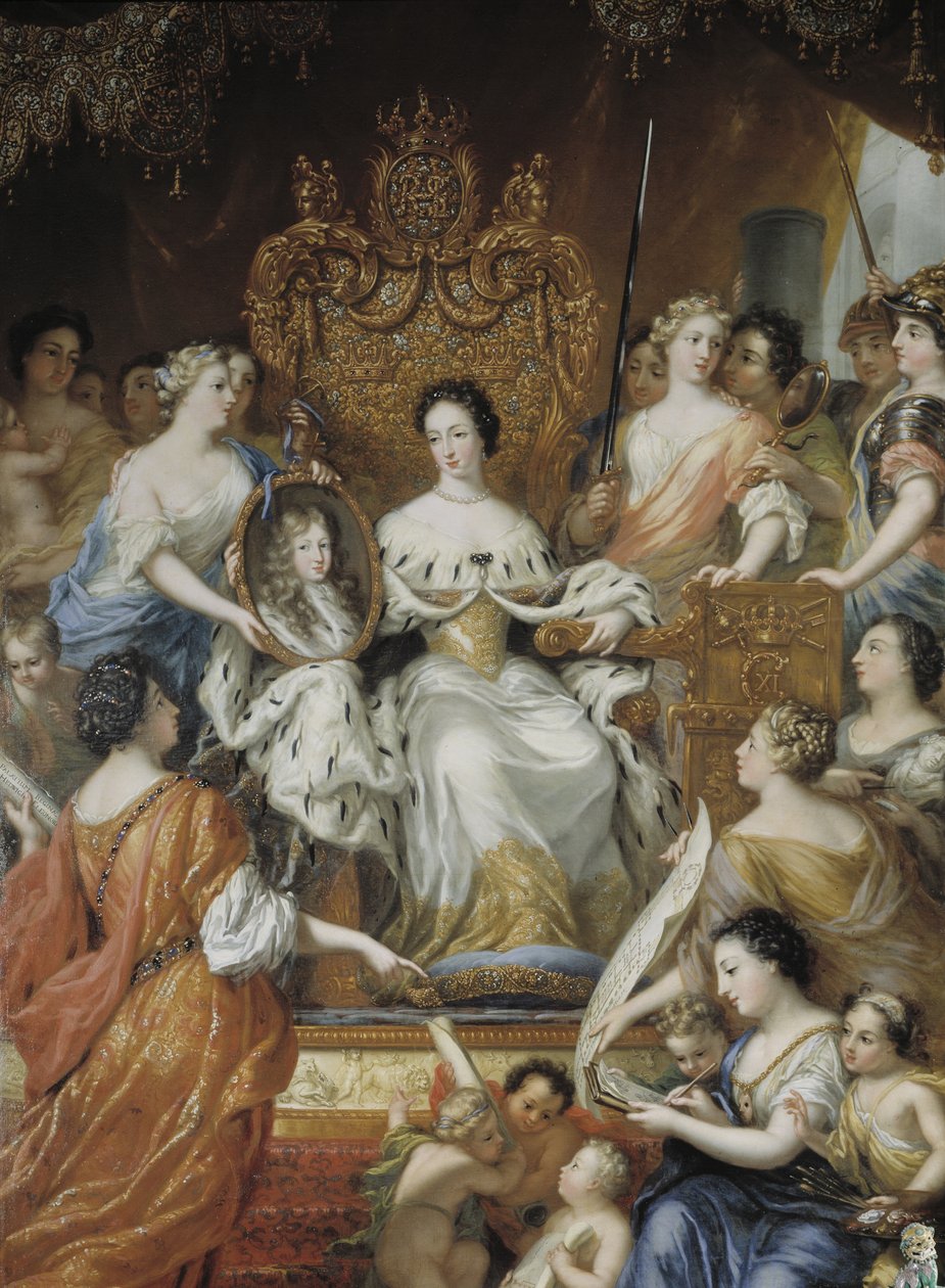 Allegorie de la regence de Ulrique Eleonore de Danemark et de Norvege، reine consort de Suede Finlande - رمزية الوصاية أولريكا إليونورا السويدية (1656-1693) ، بقلم إهرنسترال ، ديفيد كلويكر (1629-1698). زيت على قماش ، نهاية القرن السابع عشر .. وطني بواسطة ديفيد كلوكر شعاع الشرف