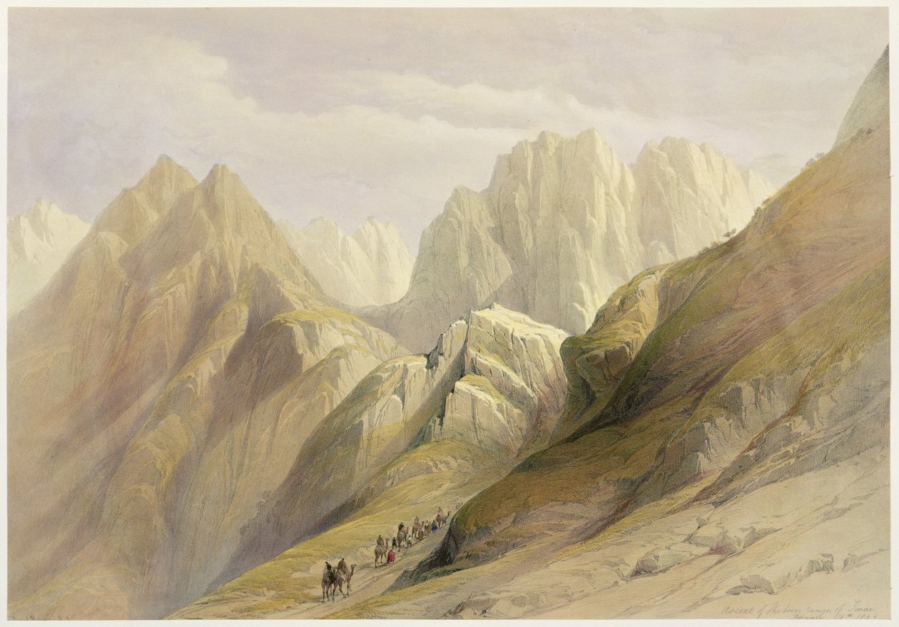 صعود النطاق السفلي لسيناء ، 18 فبراير 1839 ، اللوحة 114 من المجلد الثالث من "الأرض المقدسة" ، نقشها لويس هاغي (1806-85) حانة. 1849 بواسطة ديفيد روبرتس