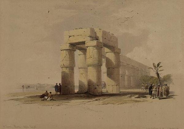 في الأقصر ، طيبة ، صعيد مصر ، من "مصر والنوبة" ، المجلد 1 (ليثو) بواسطة ديفيد روبرتس