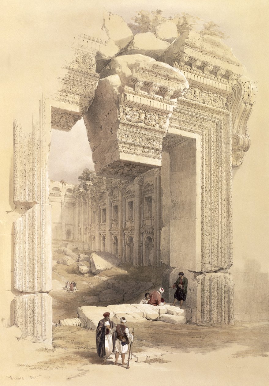 بعلبك ، 7 مايو 1839 ، اللوحة 81 من المجلد الثاني من "الأرض المقدسة" ، نقشها لويس هاغي (1806-85) حانة. 1843 بواسطة ديفيد روبرتس