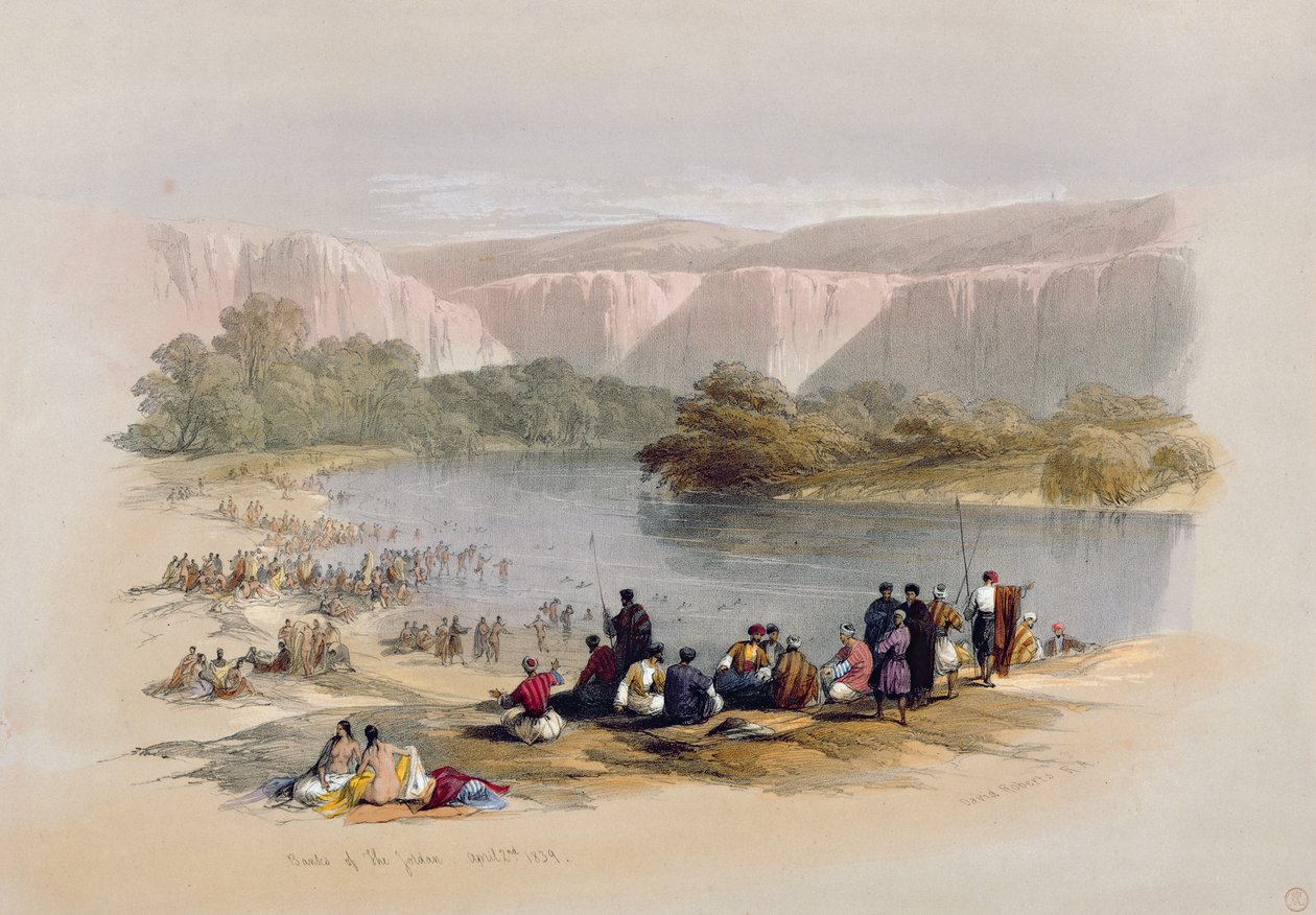 ضفاف الأردن ، الثاني من أبريل 1839 ، اللوحة 48 من المجلد الثاني من "الأرض المقدسة" ، التي نقشها لويس لويس (1806-85) حانة. 1843 بواسطة ديفيد روبرتس