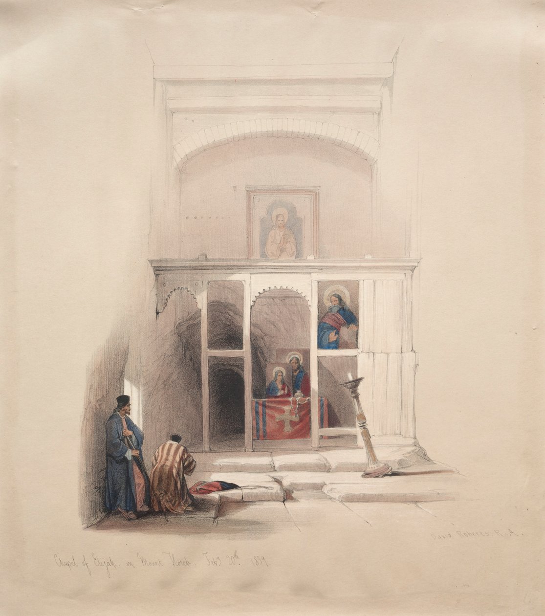 كنيسة إيليا على جبل حوريب 1839. بواسطة ديفيد روبرتس