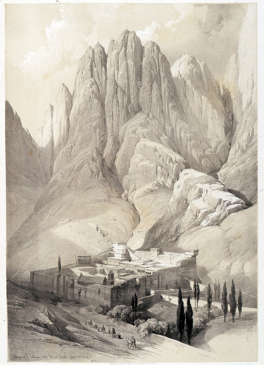دير القديسة كاترين ، رسم 19/2/1839 في "الأرض المقدسة" ، لندن 1849. بواسطة ديفيد روبرتس