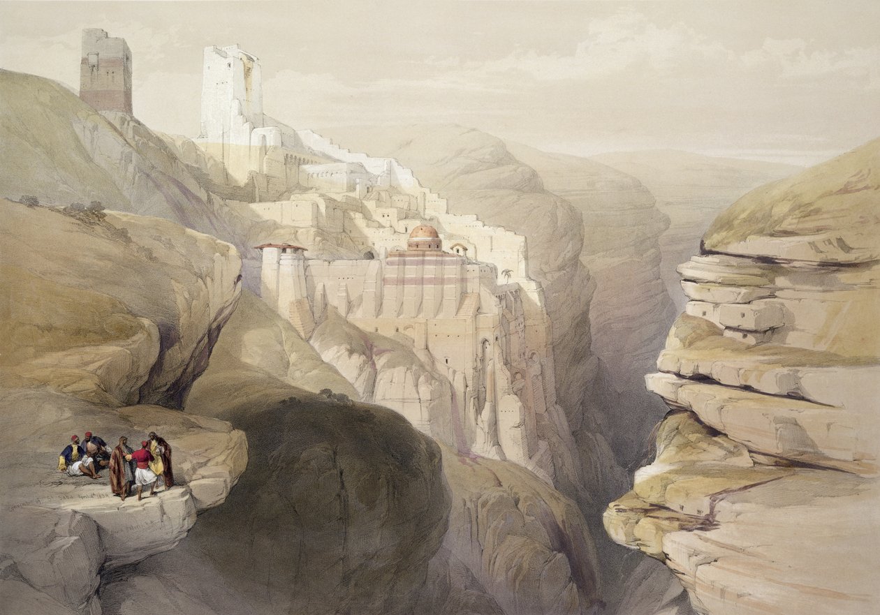 دير القديس سابا ، 4 أبريل 1839 ، اللوحة 51 من المجلد الثاني من "الأرض المقدسة" ، التي نقشتها حانة لويس هاغي (1806-85). 1843 بواسطة ديفيد روبرتس