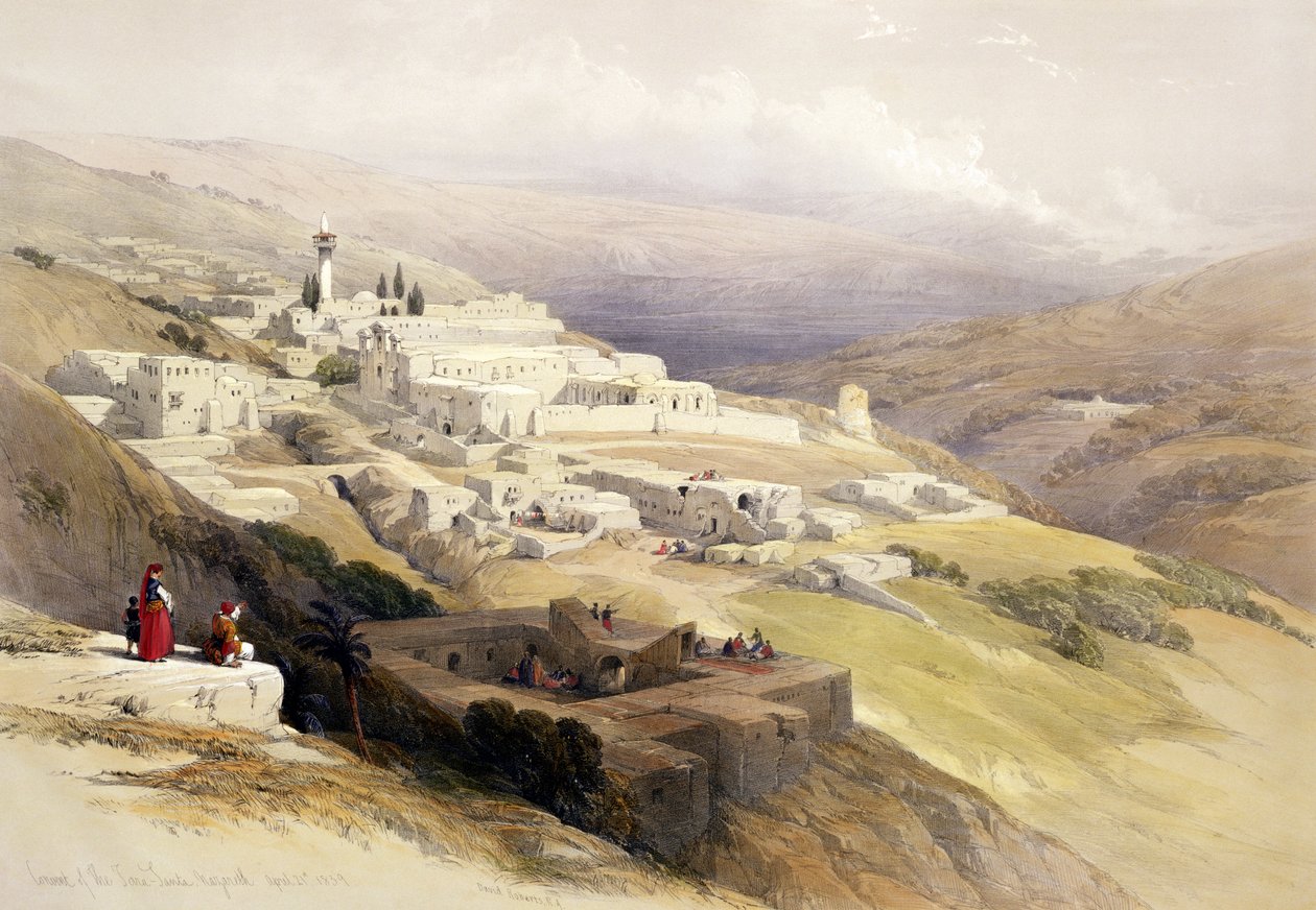 دير تيرا سانتا ، الناصرة ، 21 أبريل 1839 ، اللوحة 30 من المجلد الأول من "الأرض المقدسة" ، نقشها لويس لويس (1806-85) حانة. 1842 بواسطة ديفيد روبرتس