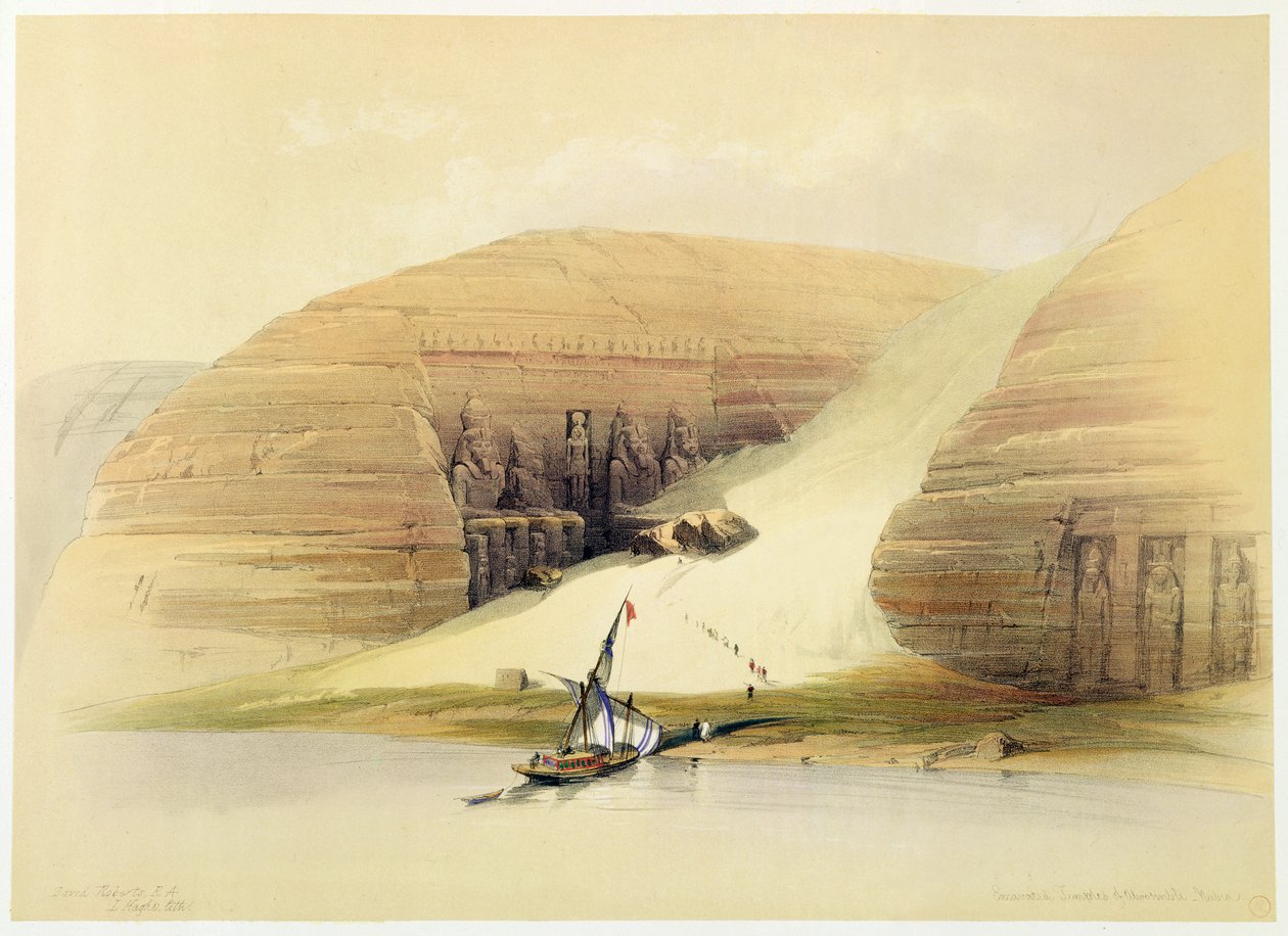 معبد أبو سمبل المحفور ، النوبة ، مصر ، c1845 بواسطة ديفيد روبرتس