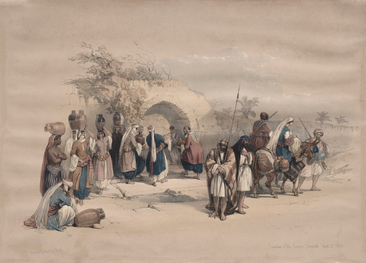 نافورة العذراء ، الناصرة ، 1839. بواسطة ديفيد روبرتس
