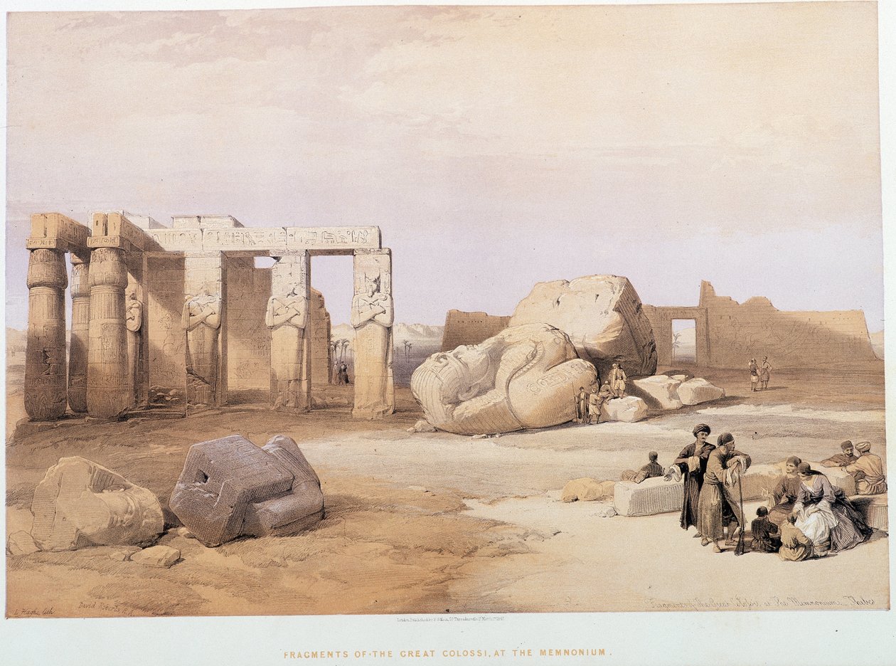 شظايا من تمثال كولوسي العظيم ، في ممنونيوم ، في "الأرض المقدسة" ، لندن 1849 بواسطة ديفيد روبرتس