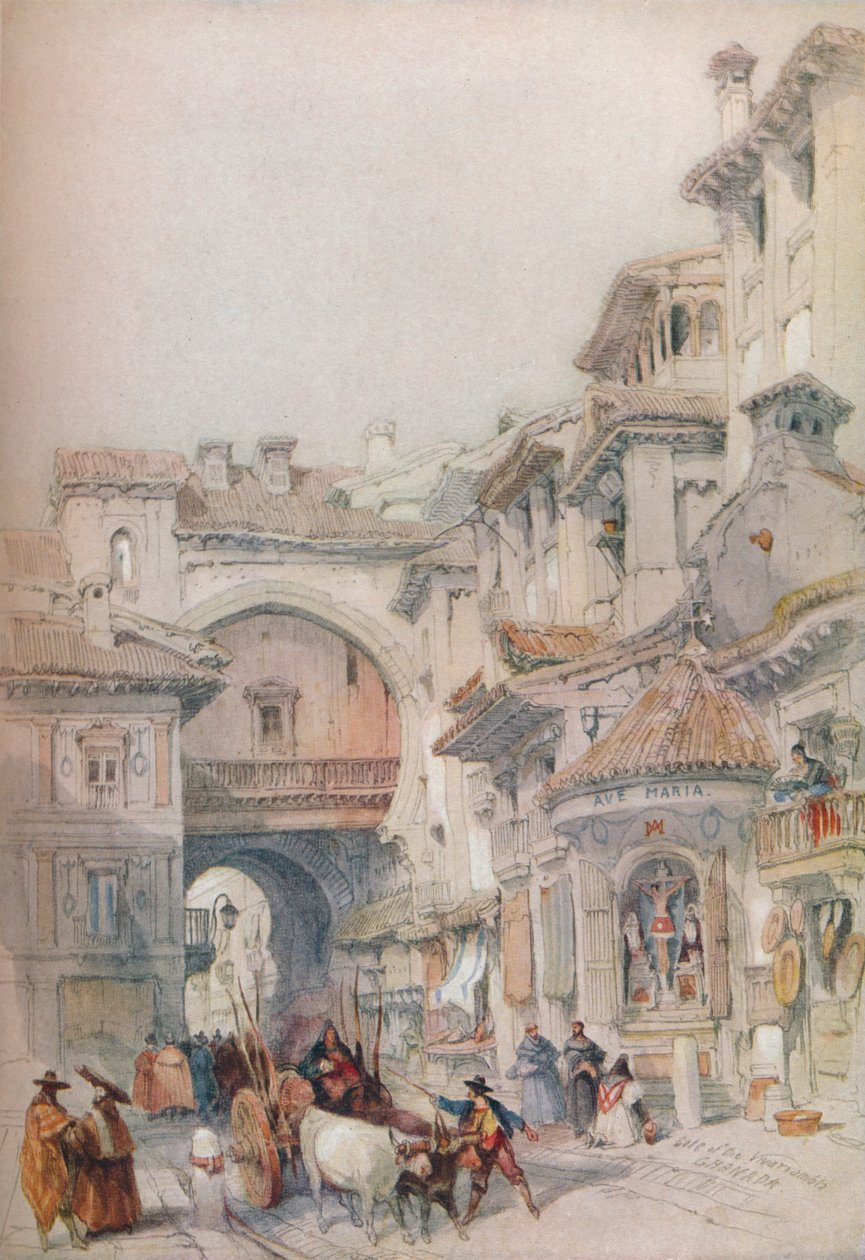 بوابة Vivarrambla ، غرناطة ، 1830s ، 1930. بواسطة ديفيد روبرتس