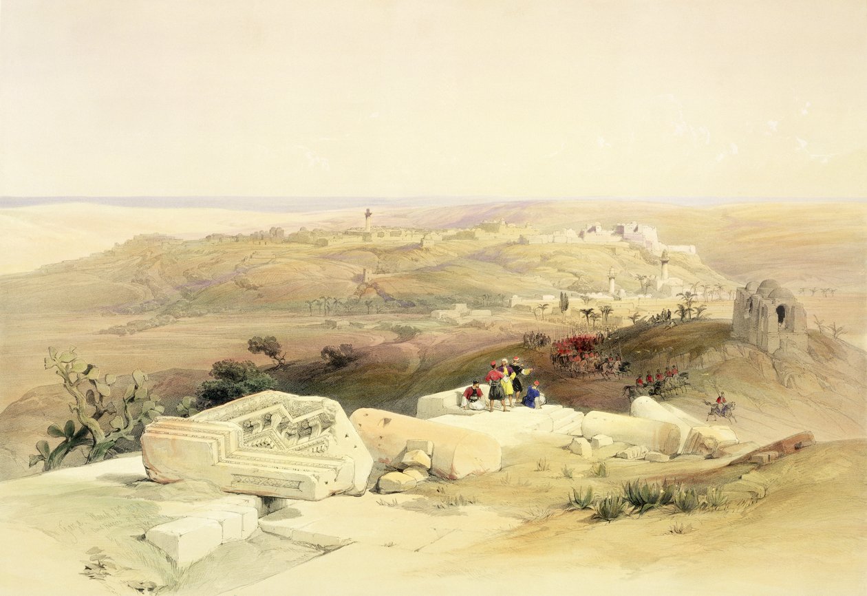 غزة ، 21 مارس 1839 ، اللوحة 59 من المجلد الثاني من "الأرض المقدسة" ، نقش بواسطة حانة لويس هاغي (1806-85). 1843 بواسطة ديفيد روبرتس