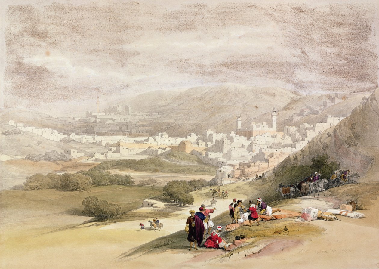 الخليل ، 18 مارس 1839 من المجلد الثاني "للأرض المقدسة" ؛ محفورة من قبل Louis Haghe (1806-85) المنشورة في لندن ، 1842 المنشورة في لندن ، 1842 بواسطة ديفيد روبرتس