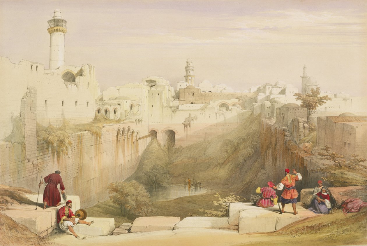 القدس ، 12 أبريل 1839 ، اللوحة 12 من المجلد الأول من "الأرض المقدسة" ، نقش بواسطة حانة لويس هاغي (1806-85). 1842 بواسطة ديفيد روبرتس