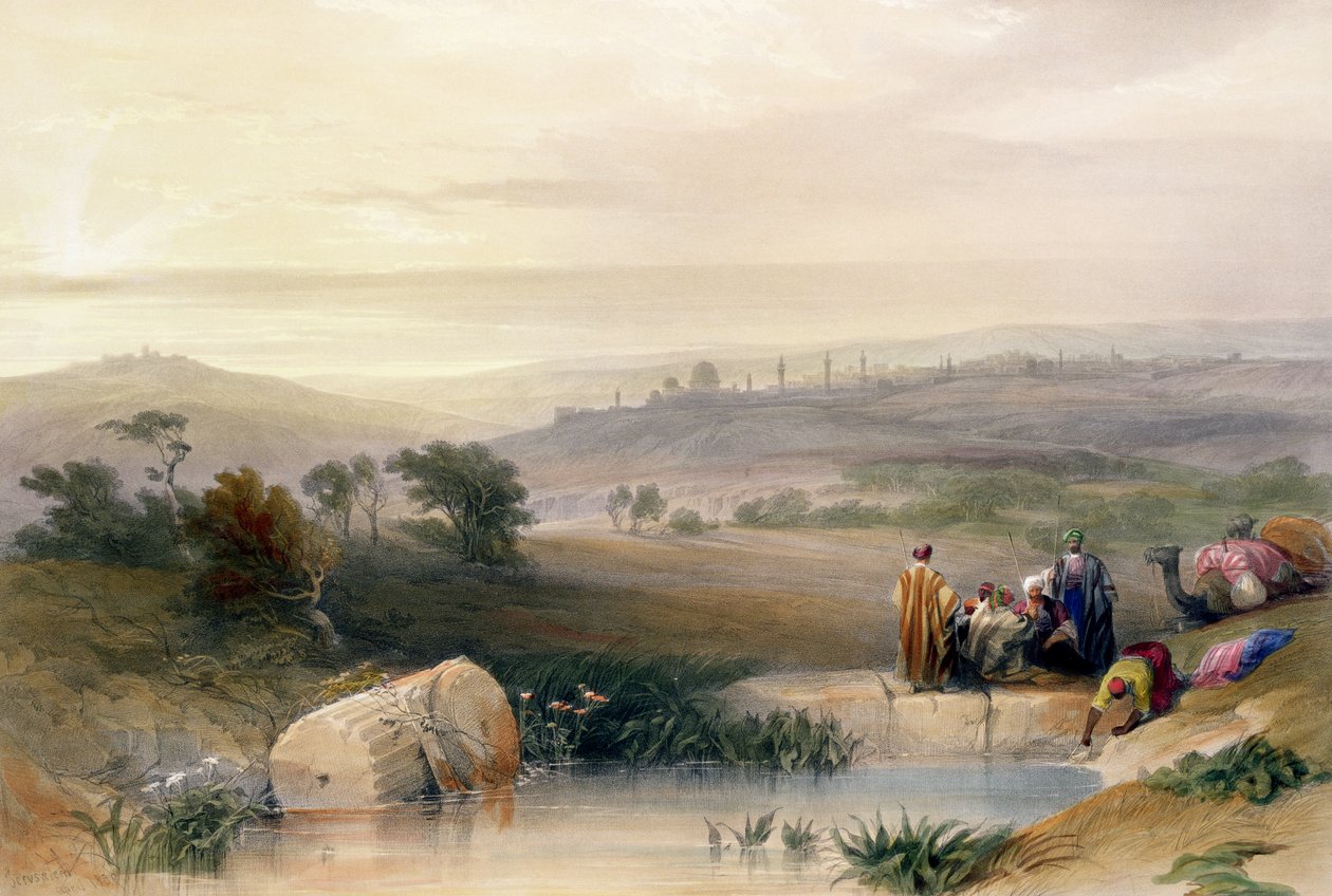 القدس ، أبريل 1839 ، اللوحة 22 من المجلد الأول من "الأرض المقدسة" ، نقش بواسطة حانة لويس هاغه (1806-85). 1842 بواسطة ديفيد روبرتس