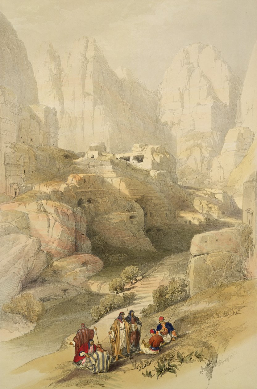 البتراء ، 10 مارس 1839 ، اللوحة 104 من المجلد الثالث من "الأرض المقدسة" ، نقشها لويس هاغي (1806-85) حانة. 1849 بواسطة ديفيد روبرتس