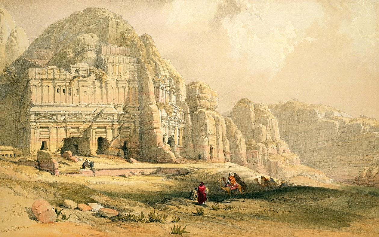 البتراء ، 8 مارس 1839 ، اللوحة 96 من المجلد الثالث من "الأرض المقدسة" ، نقشها لويس هاغي (1806-85) حانة. 1849 بواسطة ديفيد روبرتس