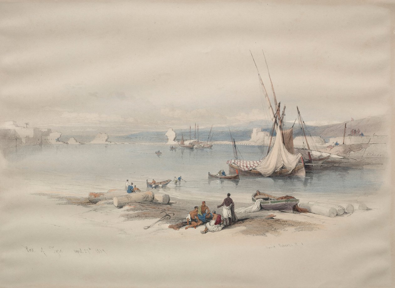 ميناء صور 1839. بواسطة ديفيد روبرتس