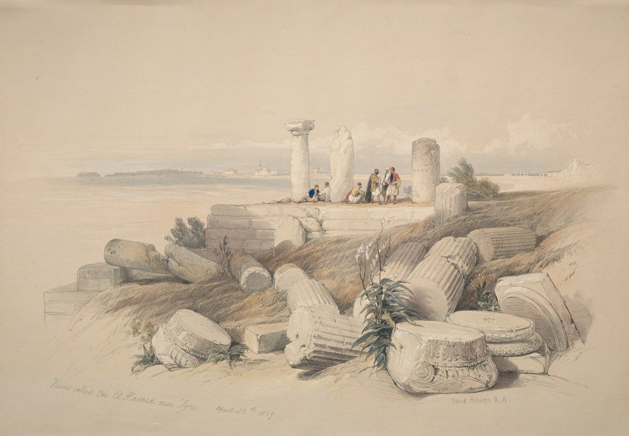 أطلال تسمى أم الحامد بالقرب من صور ، 1839. بواسطة ديفيد روبرتس