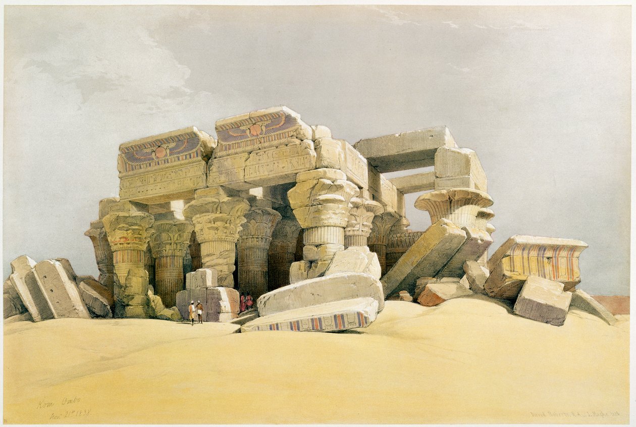 "أنقاض معبد كوم أمبو" ، مصر ، عام 1845 بواسطة ديفيد روبرتس