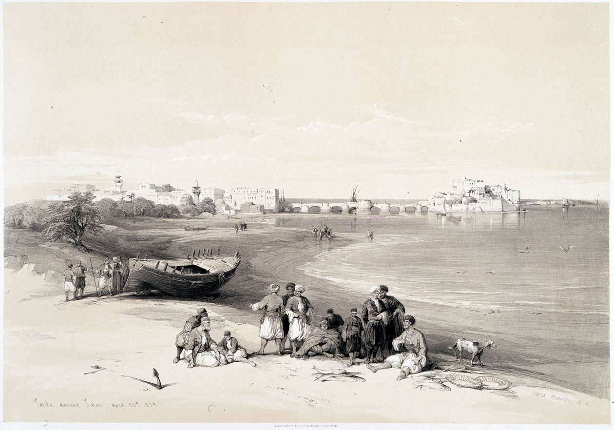 صيدا (سعيد) رسم بتاريخ 28/4/1839 في "الأرض المقدسة" ، لندن 1849 بواسطة ديفيد روبرتس