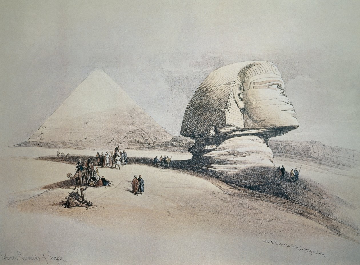 Sphynx في الجيزة. الطباعة الحجرية بواسطة ديفيد روبرتس