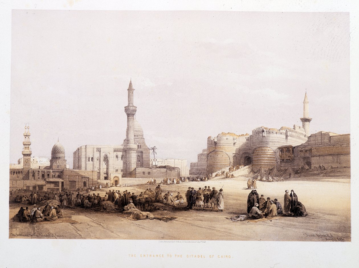 مدخل قلعة القاهرة (القاهرة) - في "" الأرض المقدسة "لديفيد روبرتس ، لندن 1849 بواسطة ديفيد روبرتس