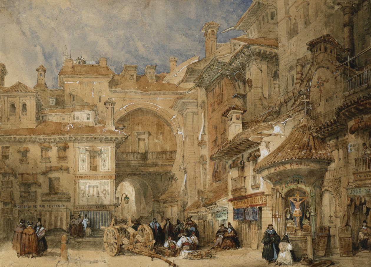 بوابة فيفا رامبلا ، غرناطة ، 1834 بواسطة ديفيد روبرتس