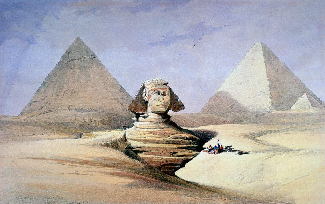 أبو الهول والأهرامات بالجيزة 1838-1839 بواسطة ديفيد روبرتس