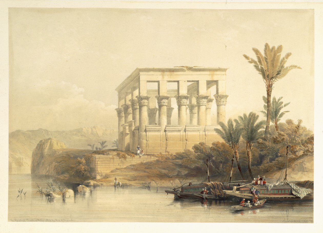 ال معبد هايثرال في فيلة ، يدعى سرير فرعون ، اللوحة 65 من المجلد الثاني من "مصر والنوبة" ، منقوش بواسطة حانة لويس هاغي (1806-85). 1849 بواسطة ديفيد روبرتس