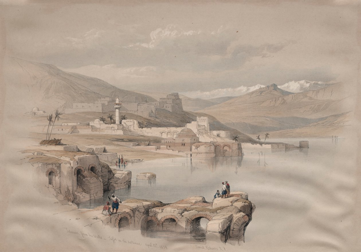 طبريا ، من الجدران ، سيفت في المسافة ، 1839. بواسطة ديفيد روبرتس