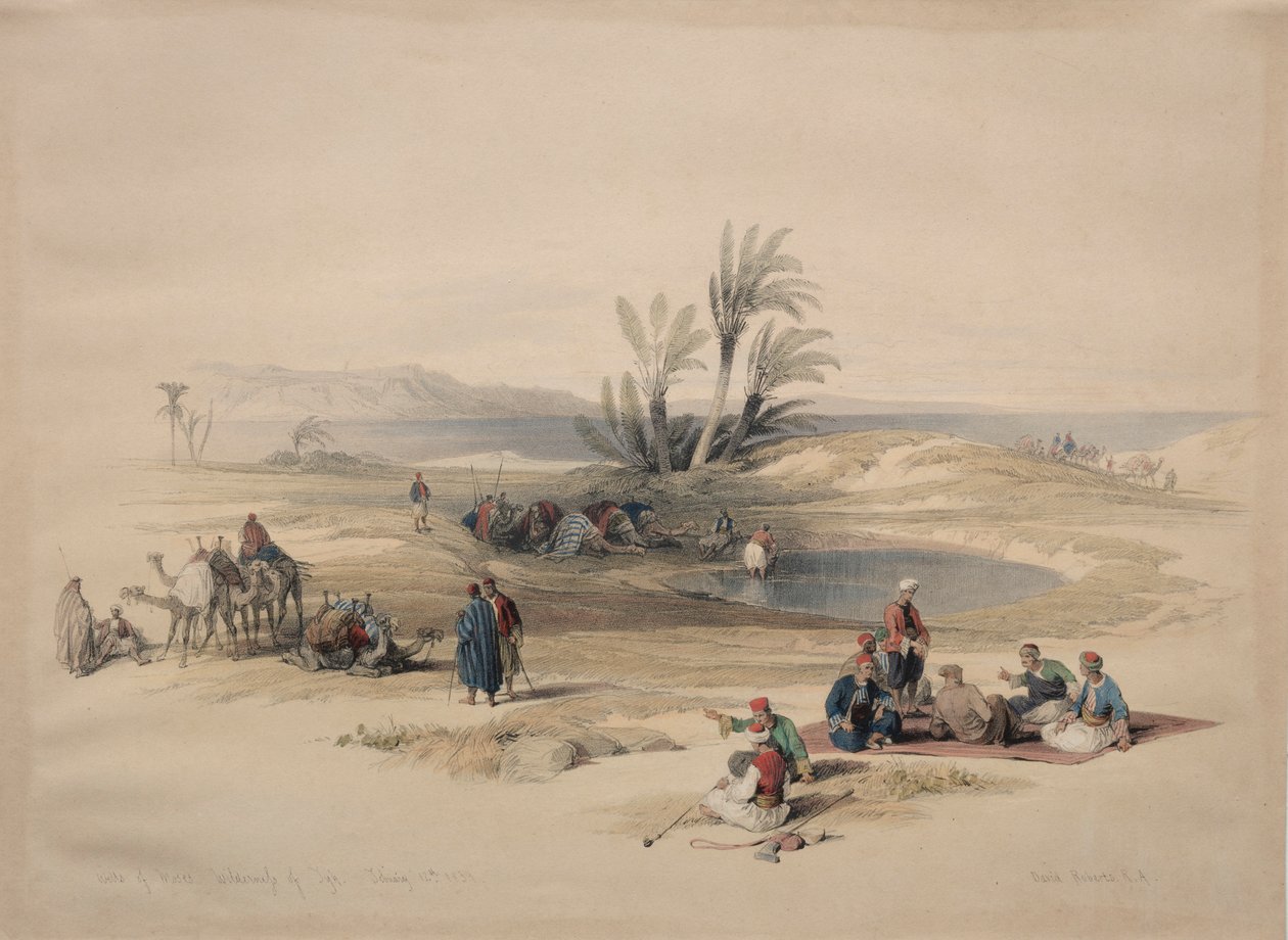 آبار موسى ، برية تايه ، 1839. بواسطة ديفيد روبرتس
