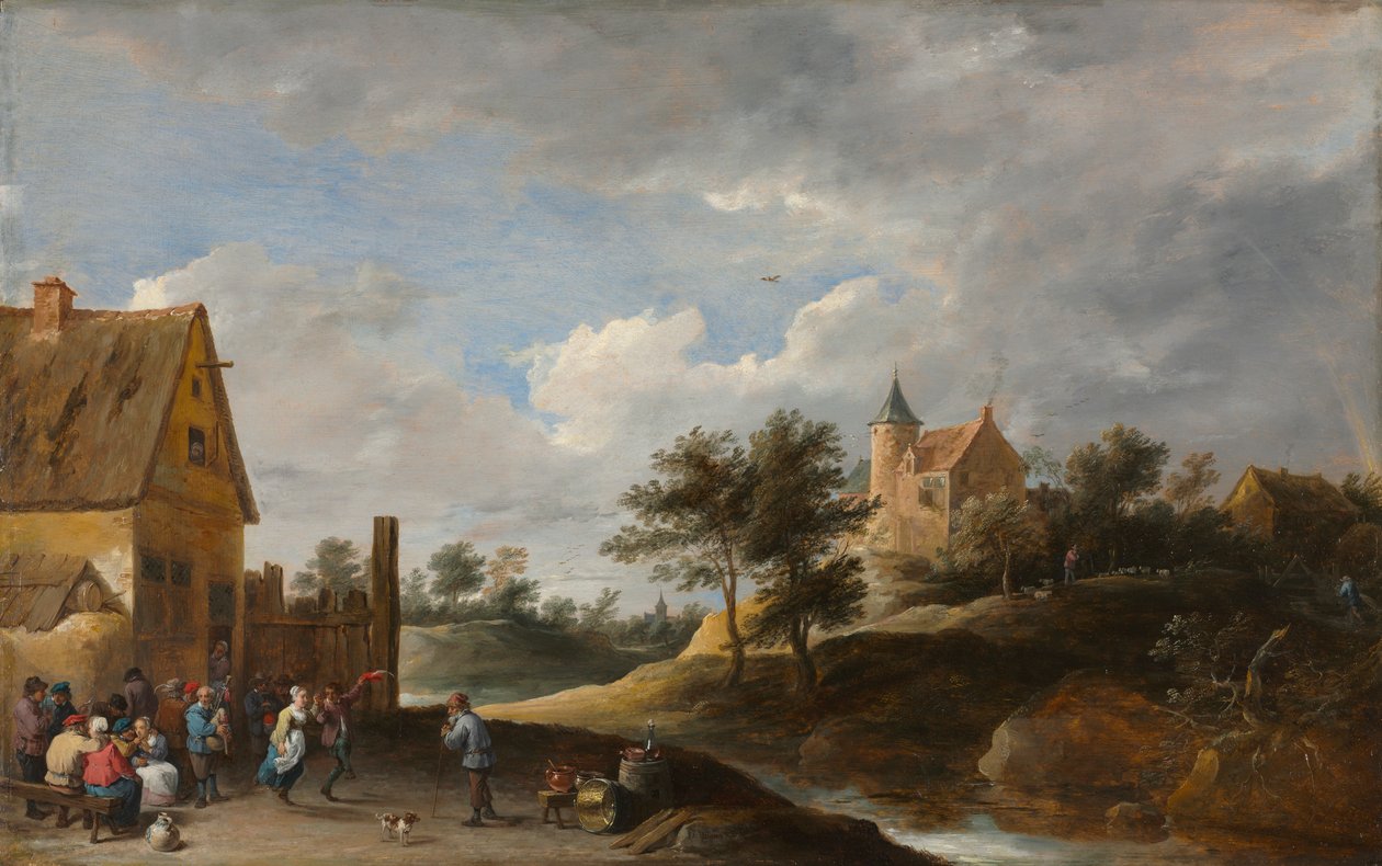 المناظر الطبيعية مع رقص الفلاحين ، ج. 1645-1650. بواسطة ديفيد تنيرز الأكبر