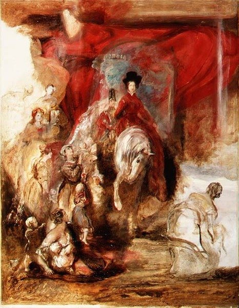 الملكة فيكتوريا على ظهور الخيل بواسطة ديفيد ويلكي