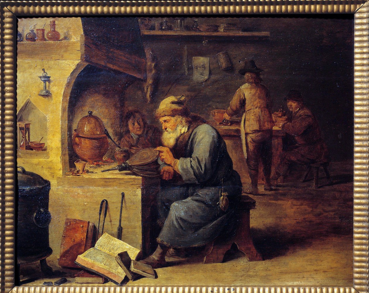 كيميائي. اللوحة التي رسمها David Teniers II قال David Le Jeune (1610 - 1690) ، Ec. Flam بواسطة ديفيد تينيرز الأصغر