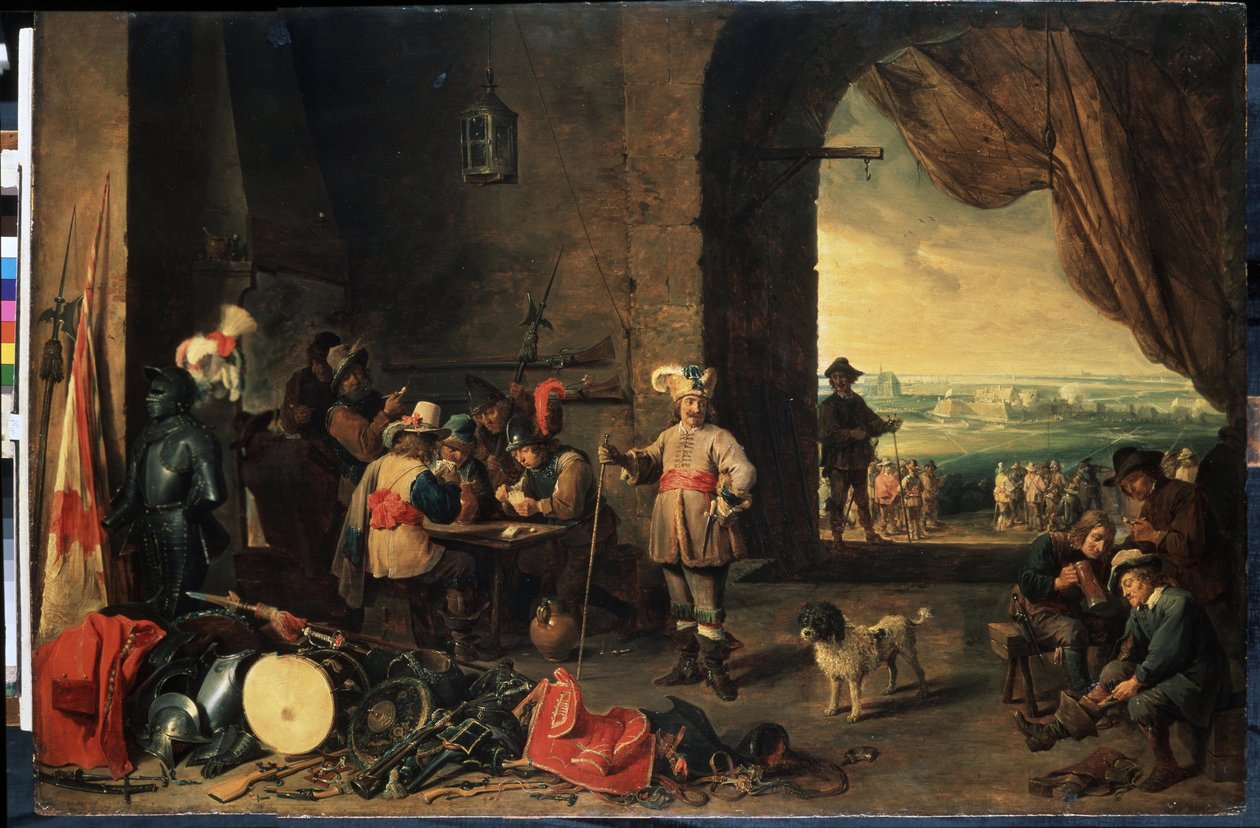 غرفة الحراسة. لوحة ديفيد تينيرز الأصغر (1610-1690). زيت على خشب ، ٦٩ × ١٠٣ سم بواسطة ديفيد تينيرز الأصغر