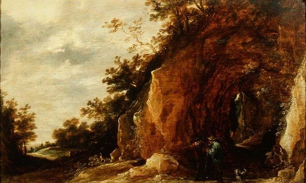 منظر طبيعي مع مسافرين (أحد الزوجين) بواسطة ديفيد تينيرز الأصغر
