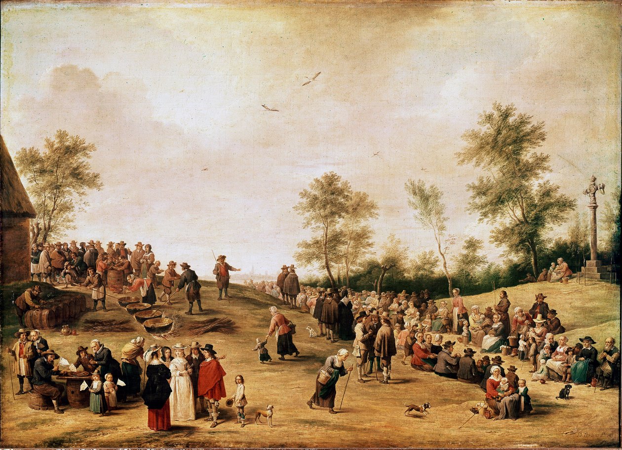 حزب الفلاحين أو حزب المرجل بالقرب من أنتويرب لوحة لديفيد تينيرز يونغ (1610-1690) 1643 صن. 90x125 سم معرض لندن الوطني بواسطة ديفيد تينيرز الأصغر