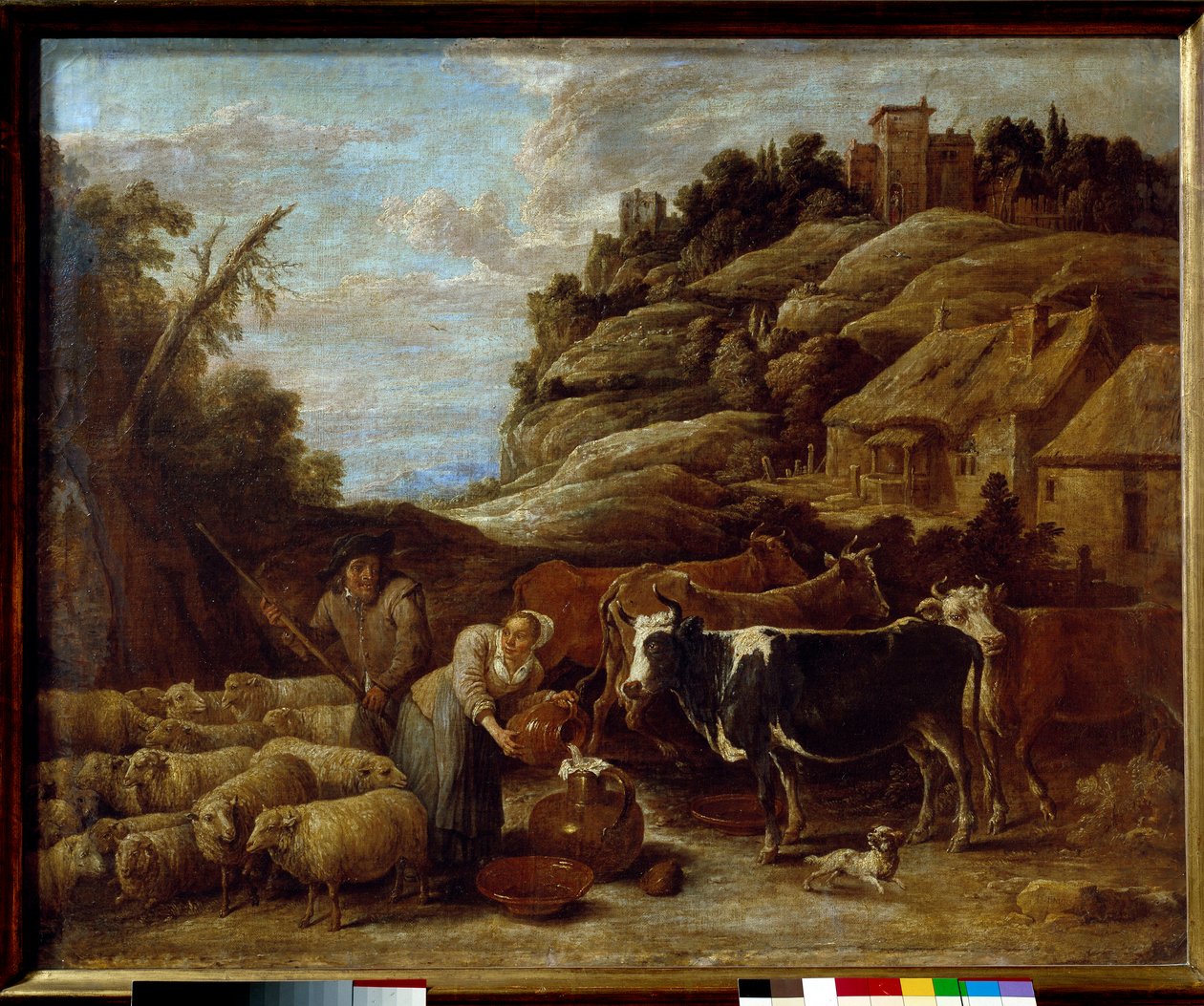 حلب القطيع. اللوحة لديفيد الثاني تينيرز ذا يونغ (1610-1690) إي سي. Flam. بواسطة ديفيد تينيرز الأصغر