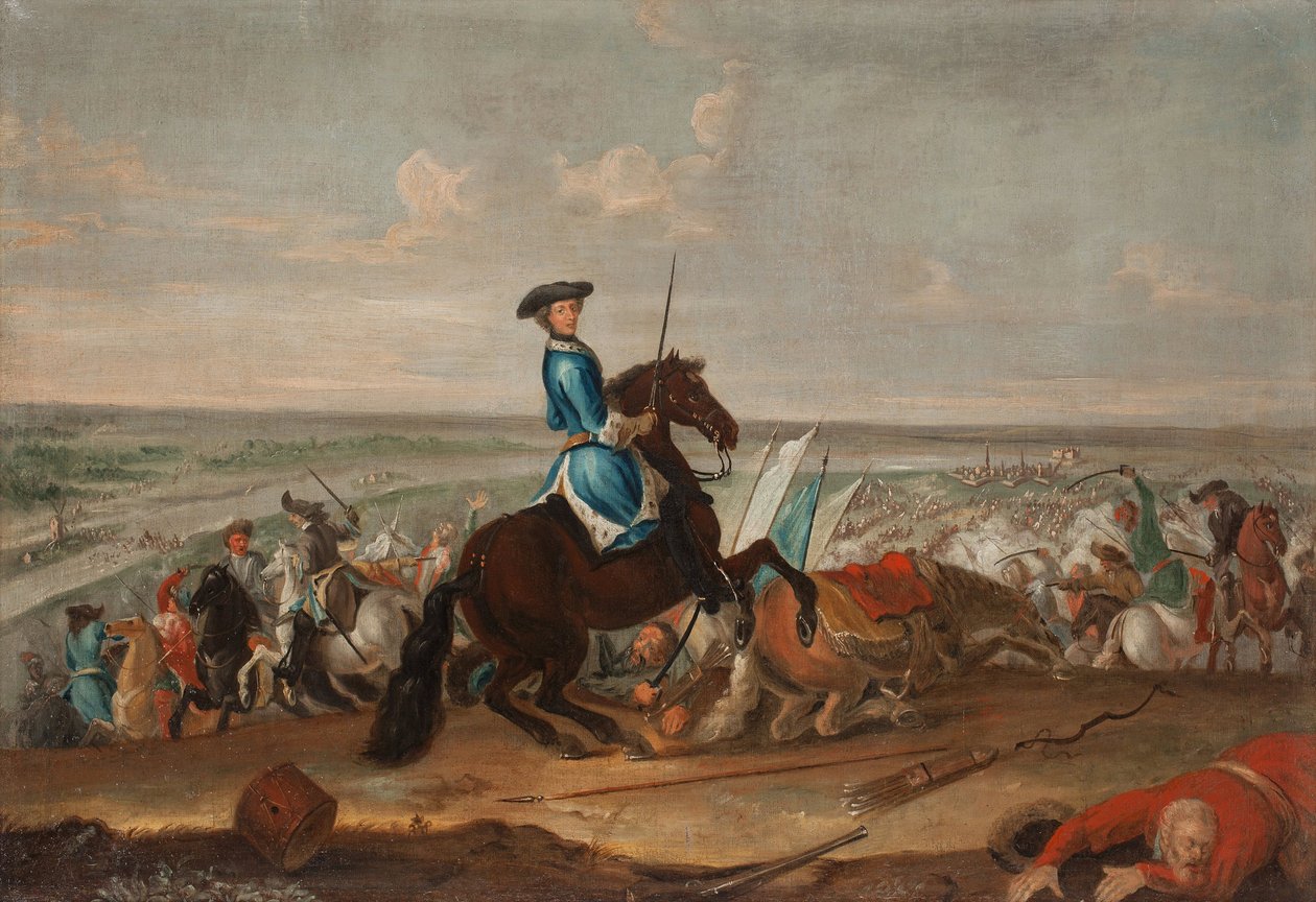 الملك تشارلز الثاني عشر (كارل من سويدي) (1682-1718) في معركة نارفا بواسطة ديفيد فون كرافت