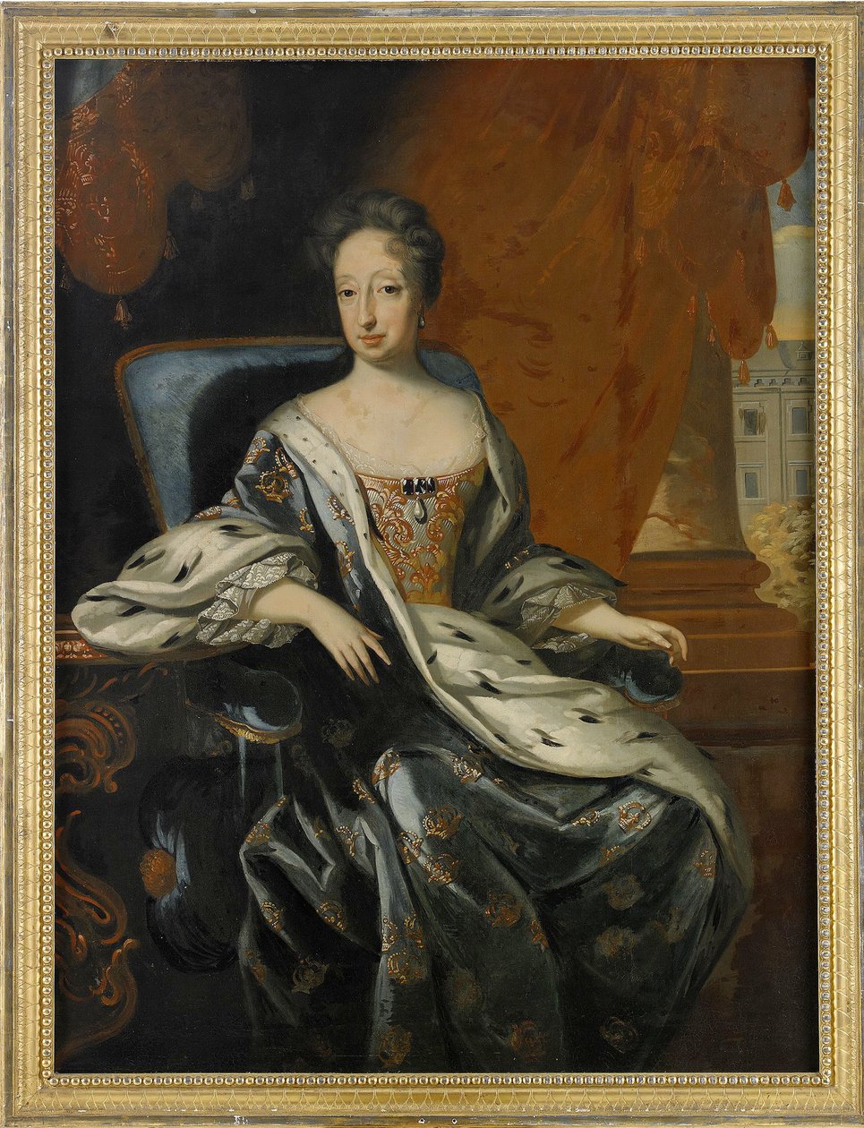 صورة لإدويج إليونورا دي هولشتاين جوتورب (1636-1715) ، ملكة السويد وفنلندا (هيدفيج إليونورا من هولشتاين-جوتورب ، ملكة السويد) - لوحة لديفيد فون كرافت (1655-1724) ، زيت على قماش (143 × 107 سم) - مجموعة خاصة بواسطة ديفيد فون كرافت