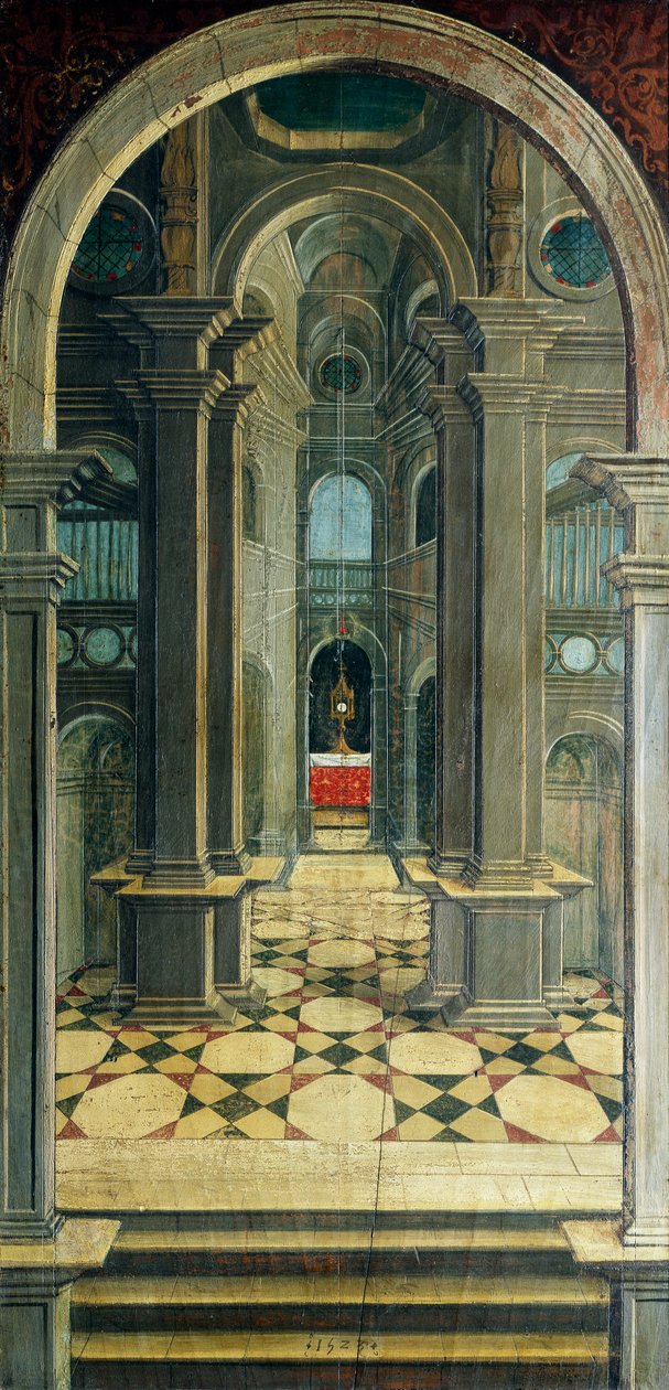 منظور رسمه Defendente Ferrari (1480 أو 1485-1540) ، على الجزء الخلفي من جوقة القرن السادس عشر ، كنيسة القديس جيروم ، بييلا ، إيطاليا بواسطة المدعى عليه فيراري