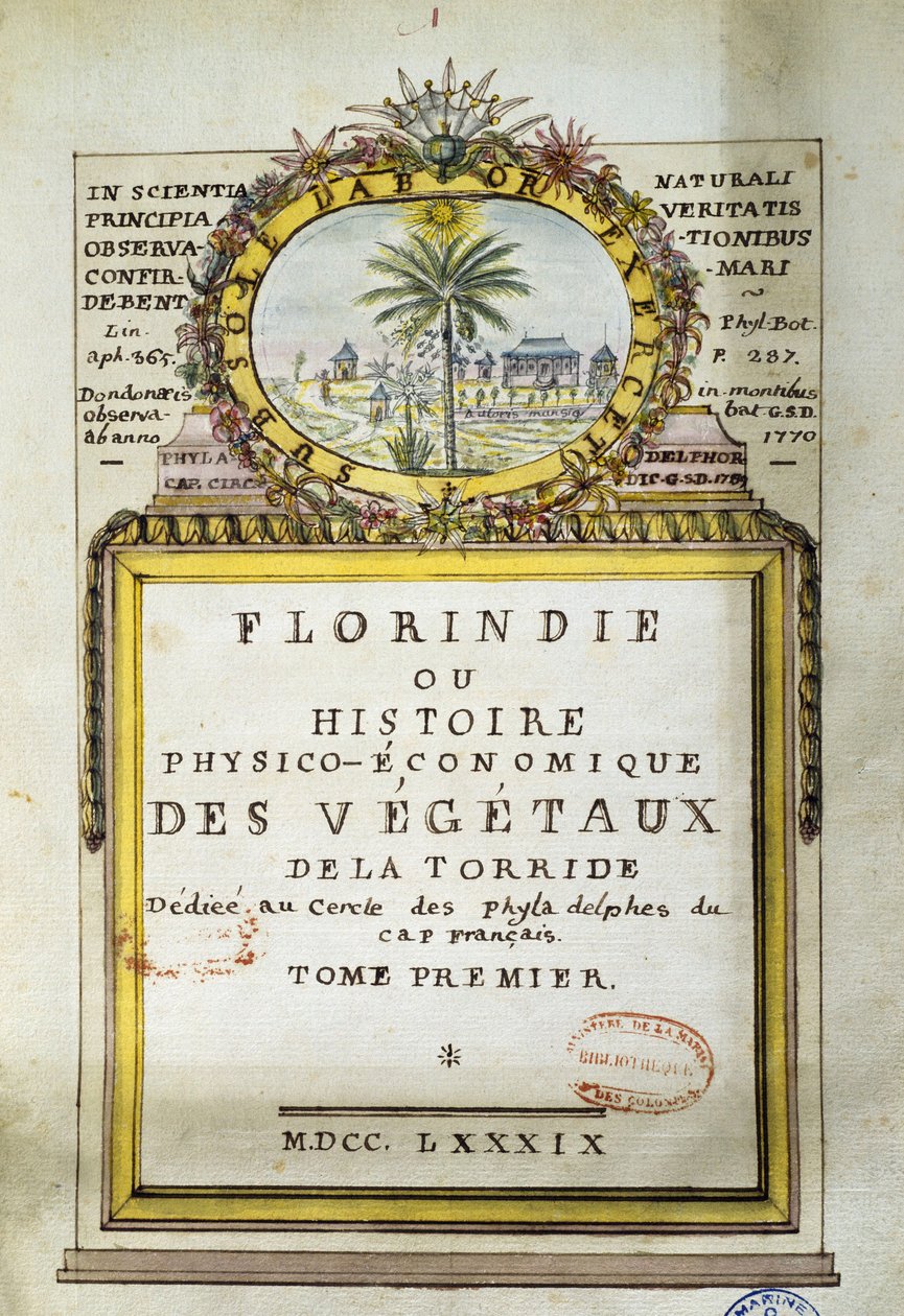 واجهة Florindie أو التاريخ الفيزيائي الاقتصادي لنباتات La Torride بواسطة ديلاهاي ديلاهاي