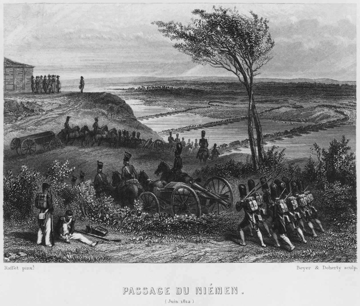 عبور نهر نيمين في يونيو 1812 ، نقشته باير ودوهرتي بواسطة دينيس أوجوست ماري رافت