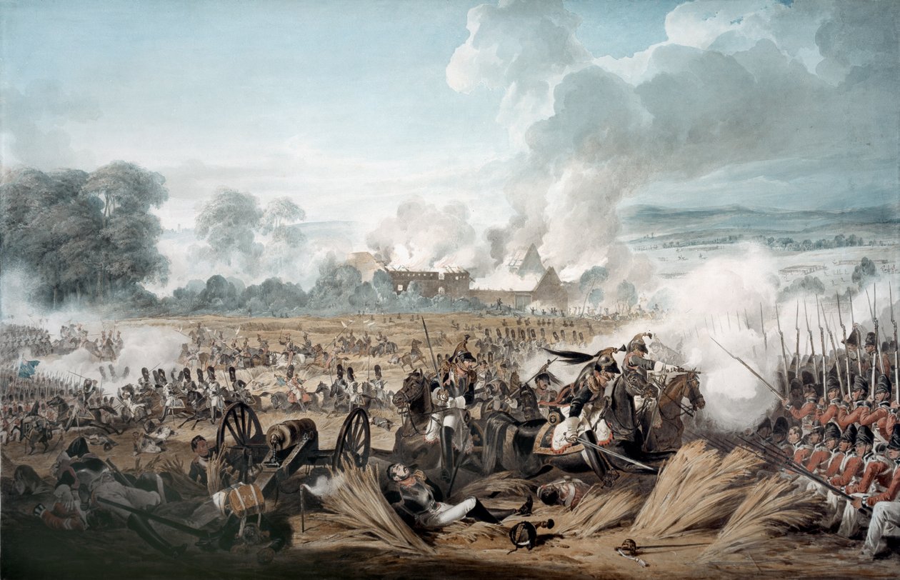 هجوم على المربعات البريطانية من قبل سلاح الفرسان الفرنسي في معركة واترلو ، 1815 بواسطة دينيس دايتون