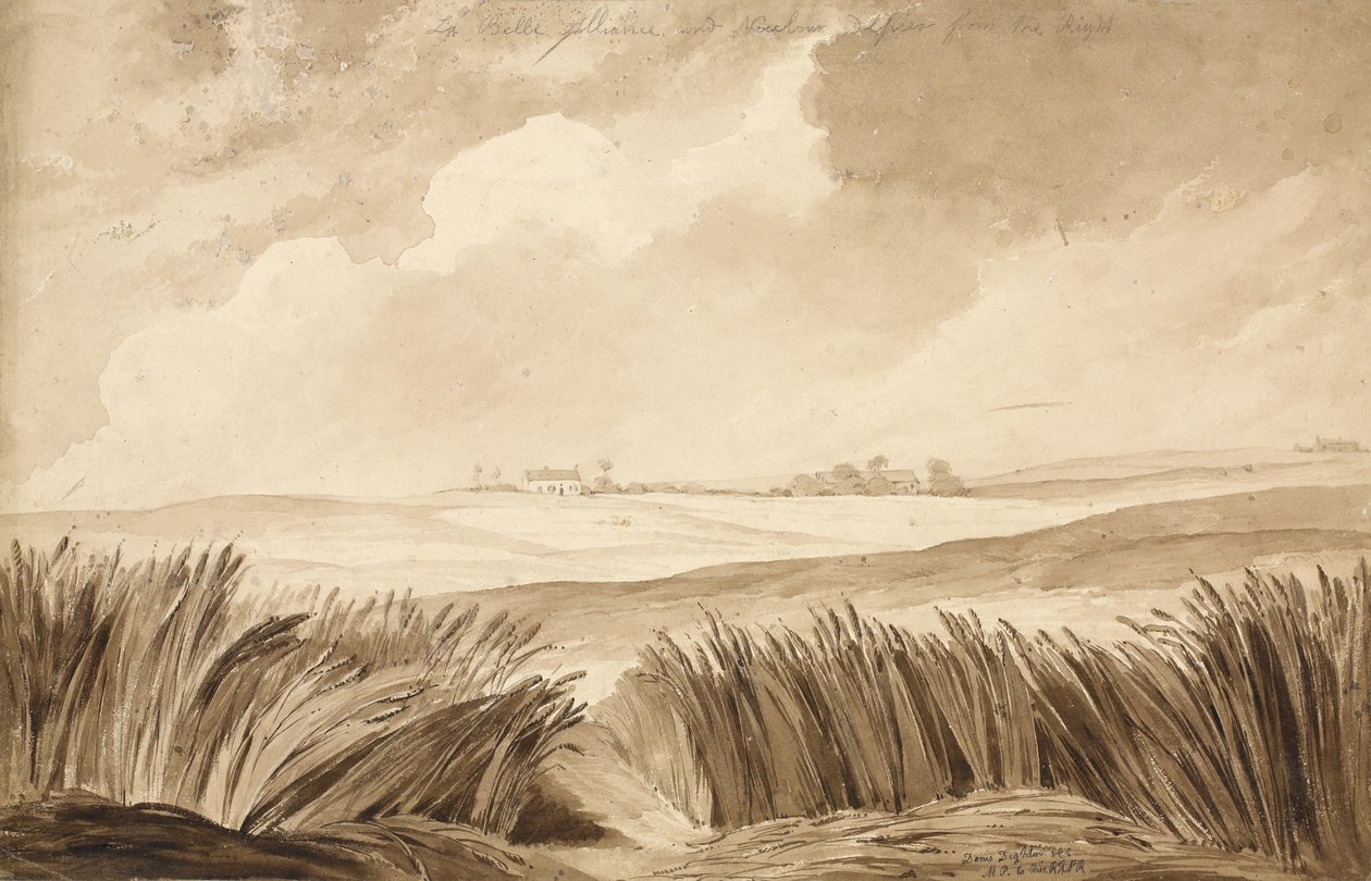 "No 4 La Belle Alliance and NeuvCour ..." ، 1815 (مرحاض وقلم رصاص على ورق) بواسطة دينيس دايتون