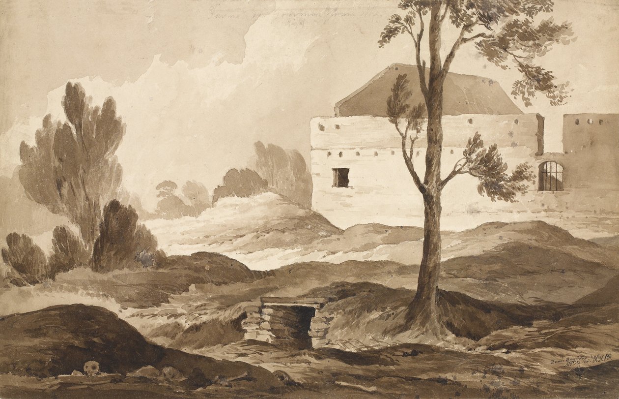 "No 9 Farme du Gourman from the Right" ، 1815 (مرحاض وقلم رصاص على ورق) بواسطة دينيس دايتون