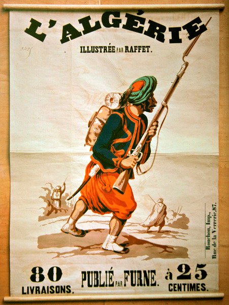 ملصق مكتبة يعلن عن سلسلة من المنشورات عن الجزائر ، 1843 بواسطة دينيس أوجوست ماري رافت