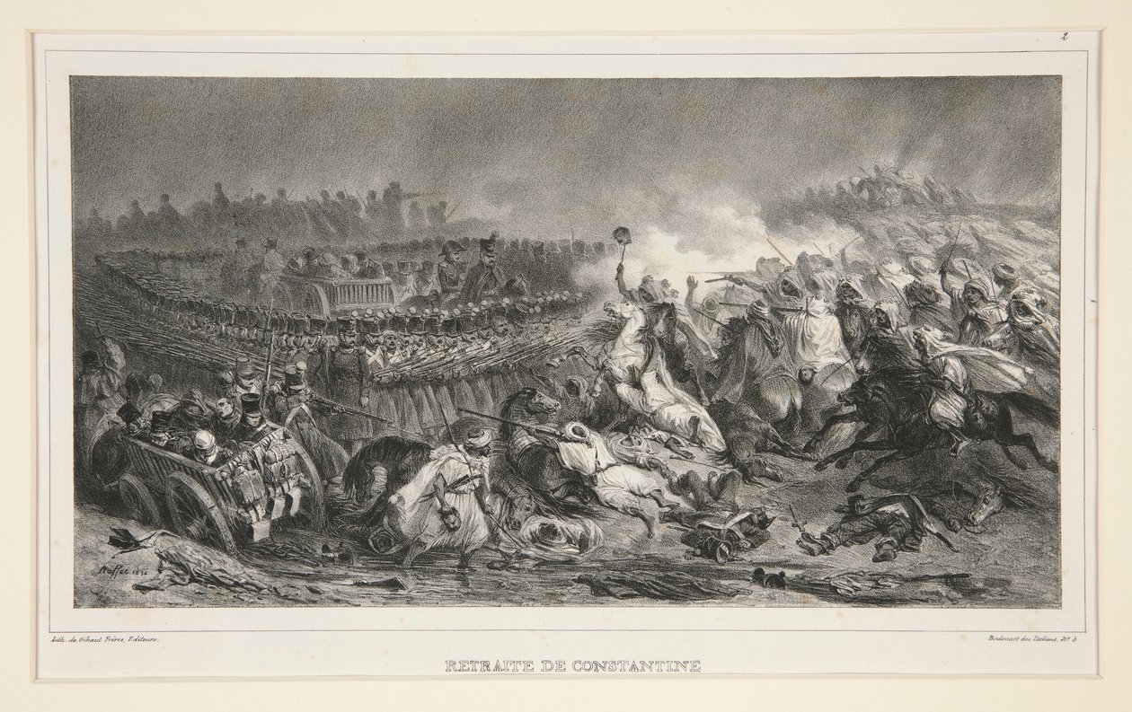 سلاح الفرسان الخفيف الثاني في مواجهة هجوم العرب ، من مجموعة من ستة ، بعنوان Retraite de Constantine. بواسطة دينيس أوجوست ماري رافت